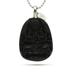 Collar MOEN Dwiefer / Cuarzo Negro Obsidiana Buda