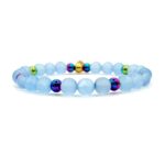 Pulsera MOEN Akik Agatas Azules Cuentitas Tornazol