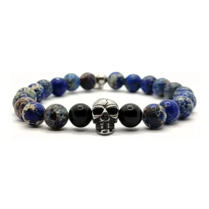 Pulsera Moen Dehenya Jaspe Impretion, Turmalina negra y Calavera