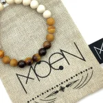 Pulsera MOEN Hesti Ojo de Tigre, Madera y Hueso Fosilizado