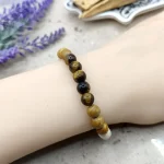 Pulsera MOEN Hesti Ojo de Tigre, Madera y Hueso Fosilizado (4)