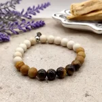 Pulsera MOEN Hesti Ojo de Tigre, Madera y Hueso Fosilizado (6)