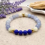 Pulsera MOEN Priya Agata Azul, Piedra Luna y Azurita