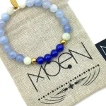 Pulsera MOEN Priya Agata Azul, Piedra Luna y Azurita