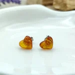 Aretes MOEN Daya Ámbar Báltico Diseño de Corazón y Plata (2)