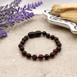 Pulsera MOEN Amara Ámbar Báltico Piedras Redondas Cherry para Bebé (2)