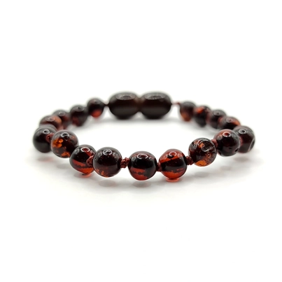 Pulsera MOEN Amara Ámbar Báltico Piedras Redondas Cherry para Bebé