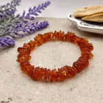 Pulsera MOEN Vishnu Ambar Báltico Piedras Planas Naranja (1)