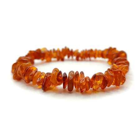 Pulsera MOEN Vishnu Ambar Báltico Piedras Planas Naranja