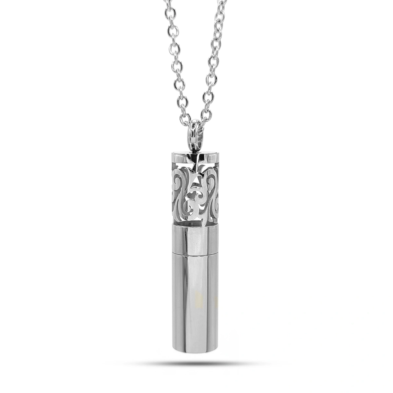 Collar Difusor Acero Plateado Aceite Esencial Floral