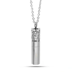 Collar Difusor Acero Plateado Aceite Esencial Floral
