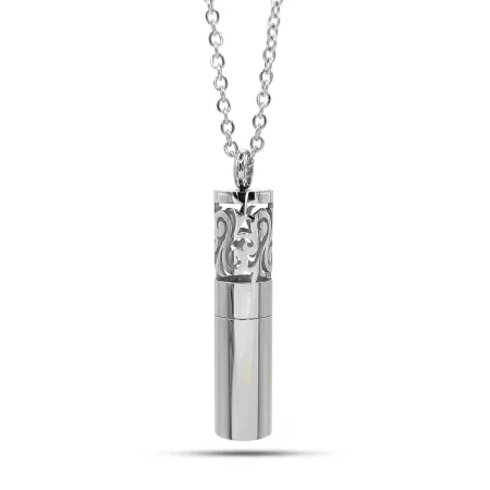 Collar Difusor Acero Plateado Aceite Esencial Floral