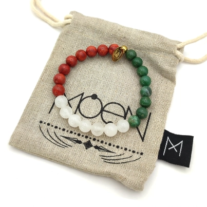 Pulsera MOEN Alba Coral, Jade Blanco y Aventurina Verde (2)