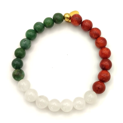 Pulsera MOEN Alba Coral, Jade Blanco y Aventurina Verde